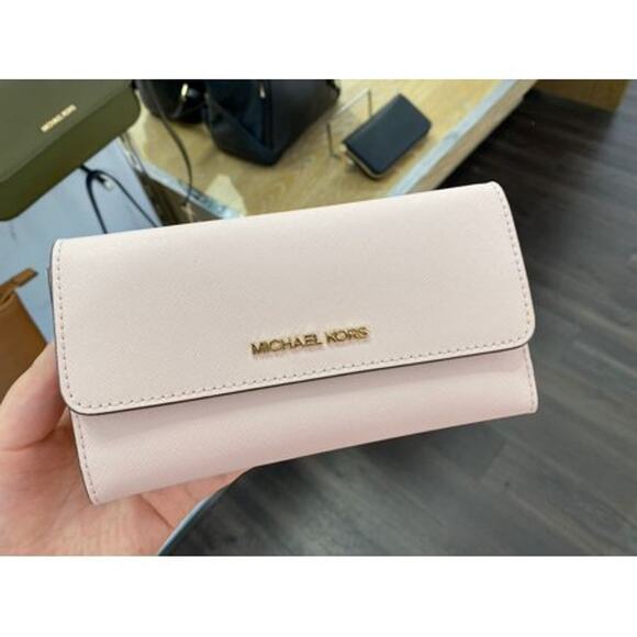 NWT Michael Kors Women's Trifold Jet Set Travel Large Wallet, Blush-OS - Picture 1 of 1